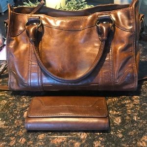 Frye Melissa Satchel purse and matching wallet